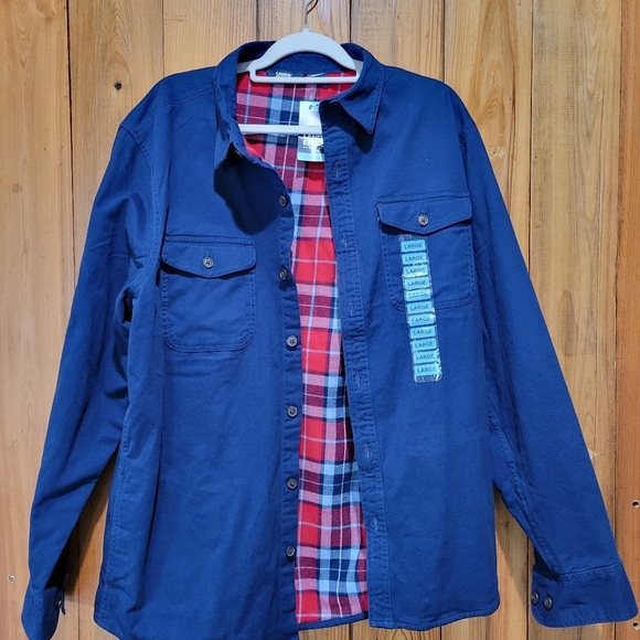 Lans End Men's Blue Jacket with Red Plaid Lining - Picture 1 of 11